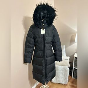 Cole Haan Faux Fur-Trim 100% Down Puffer Coat